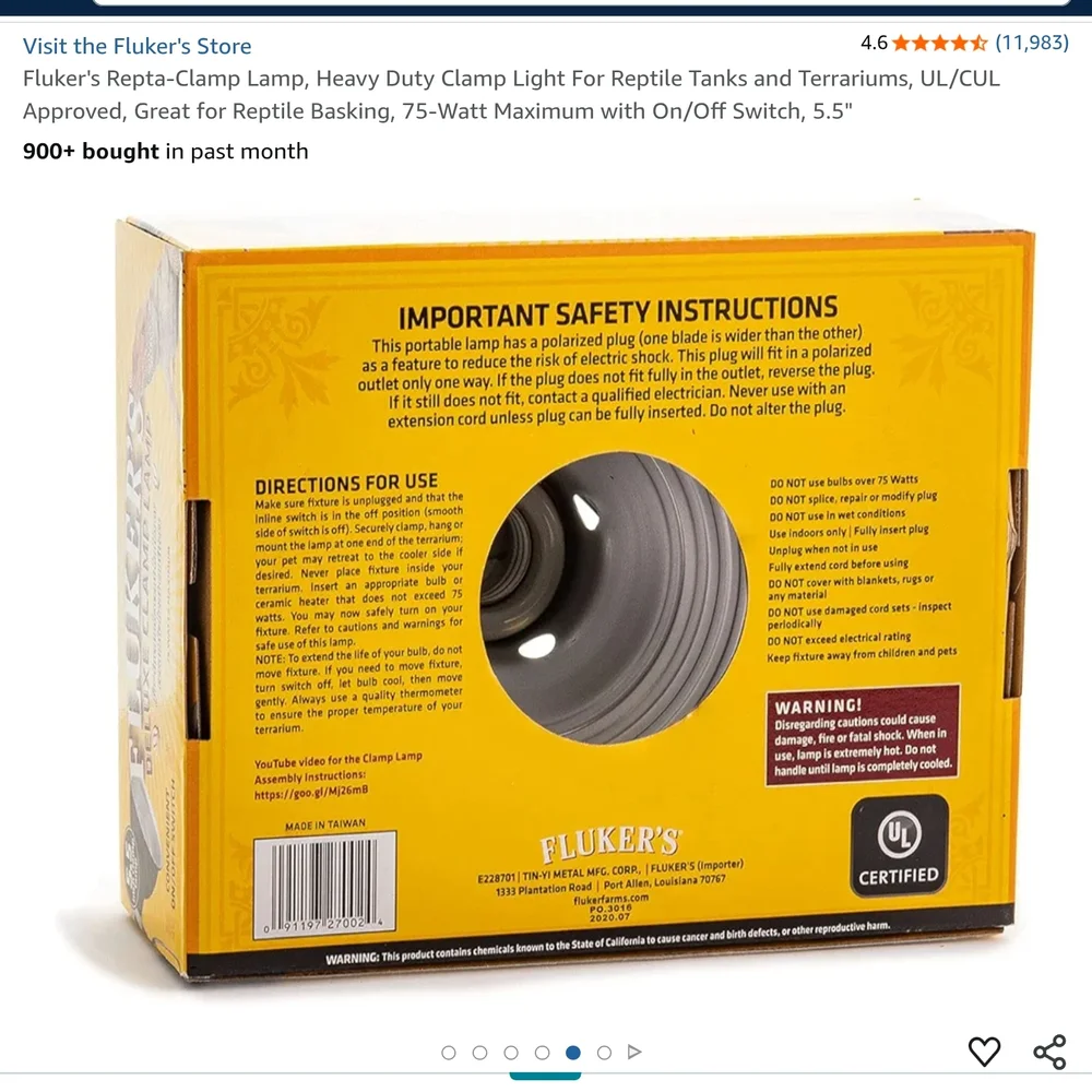 Fluker's Deluxe Clamp Lamp